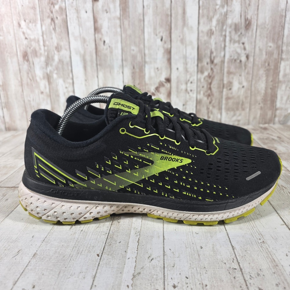 Brooks Ghost 13 Mens Running Shoes Black Lime Green 1103481D039 Size 9.5 D